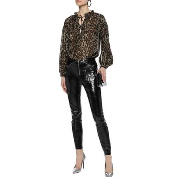 NWT Walter Baker The Thelma Leopard Sheer Blouse M - Picture 1 of 8